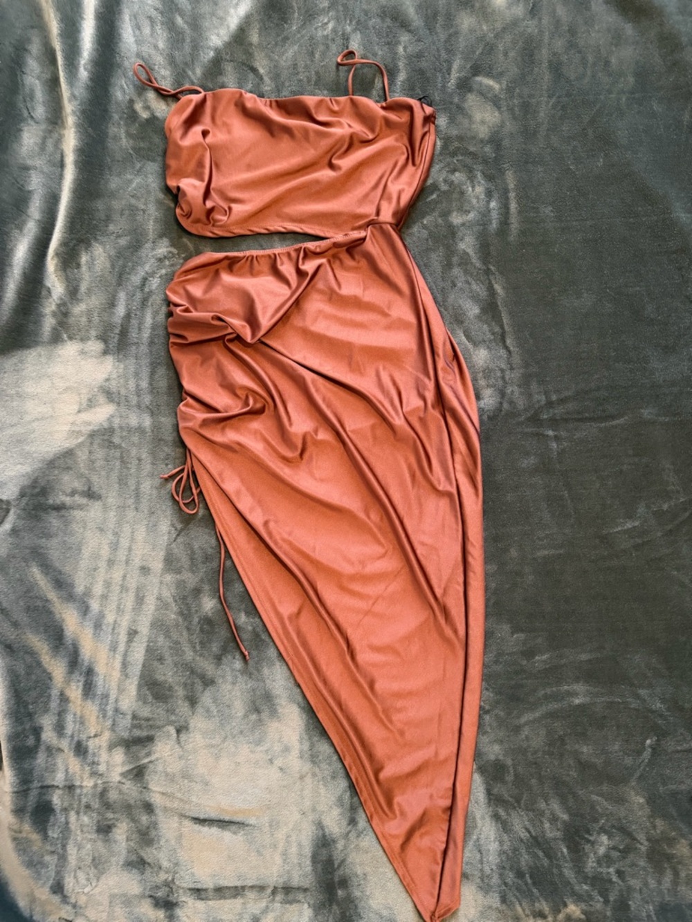 Lovely Day Rust Brown Two-Piece Asymmetrical Wedding Dress Set